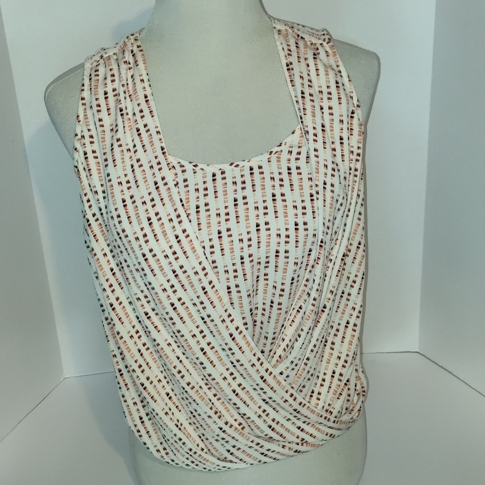 WHBM sleeveless top w/faux wrap draped front Size 2